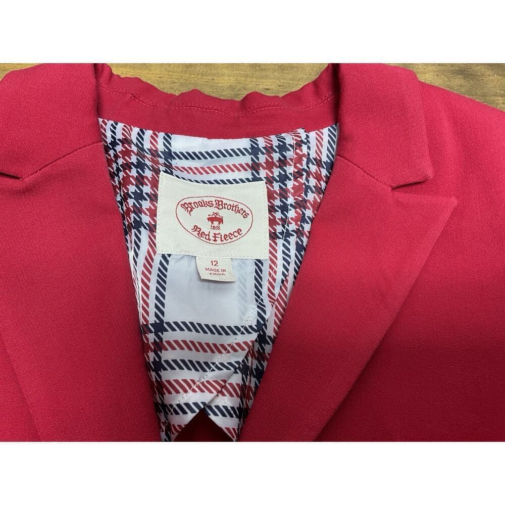 BROOKS BROTHERS Red Fleece Women's Red Cotton Viscose Stretch Blazer Size 12 - Picture 7 of 16